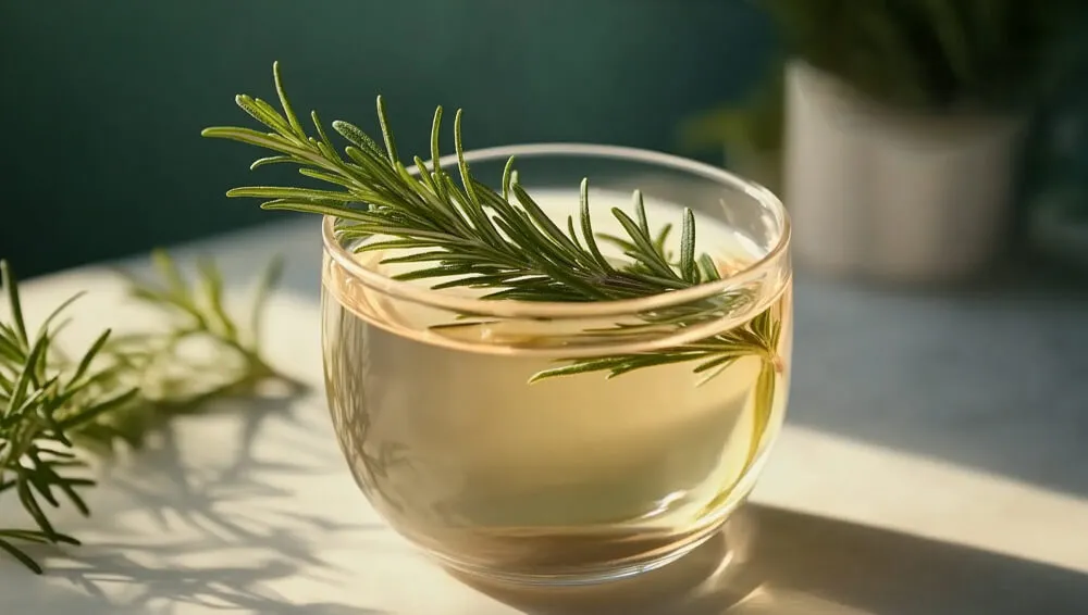 Eau infusée au romarin dans une carafe en verre