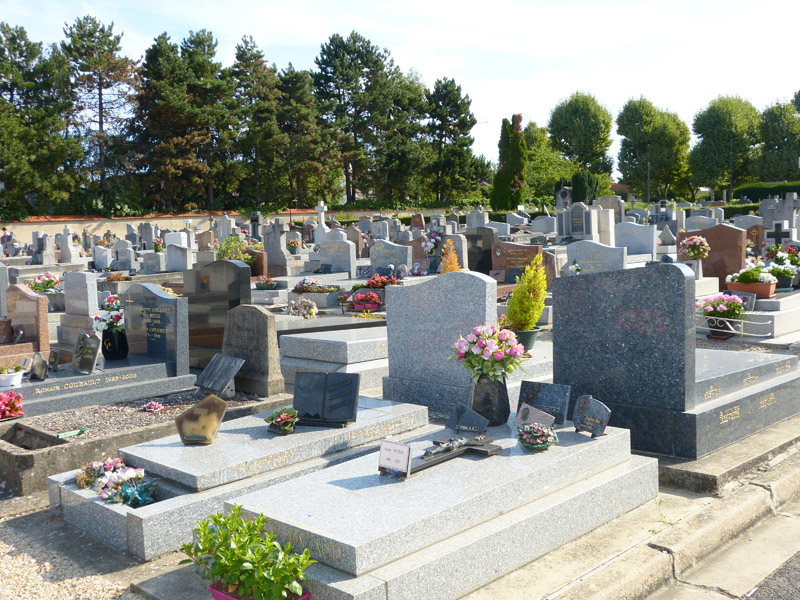 Allée d'un cimetière ensoleillé