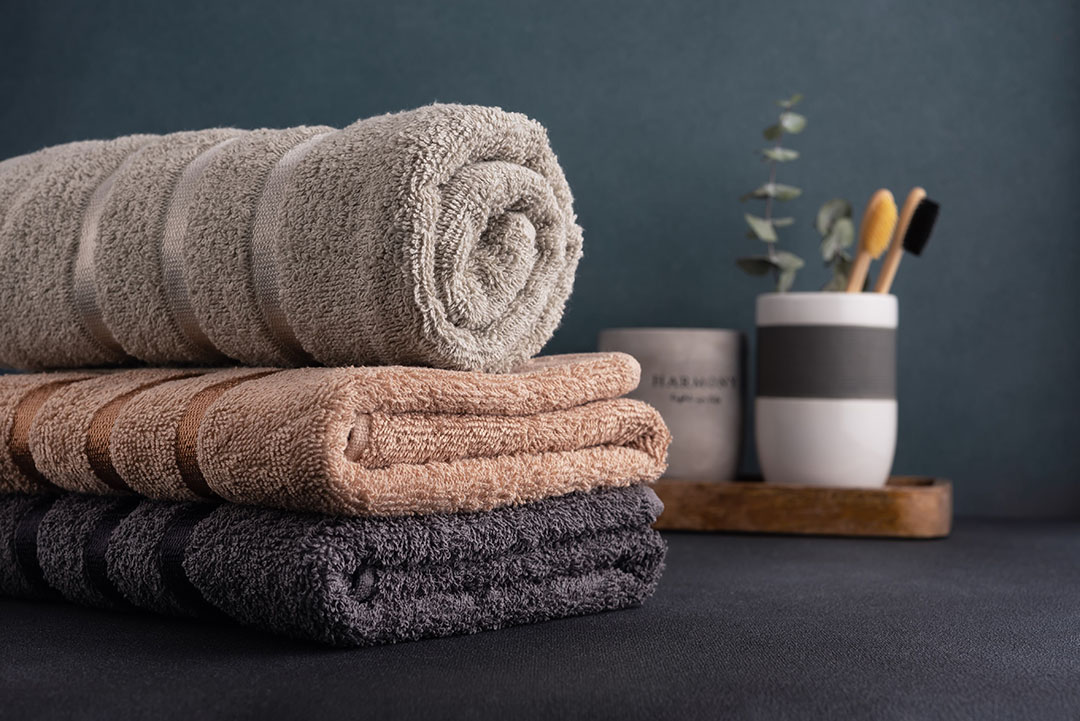 Détail de serviette de bain avec motifs