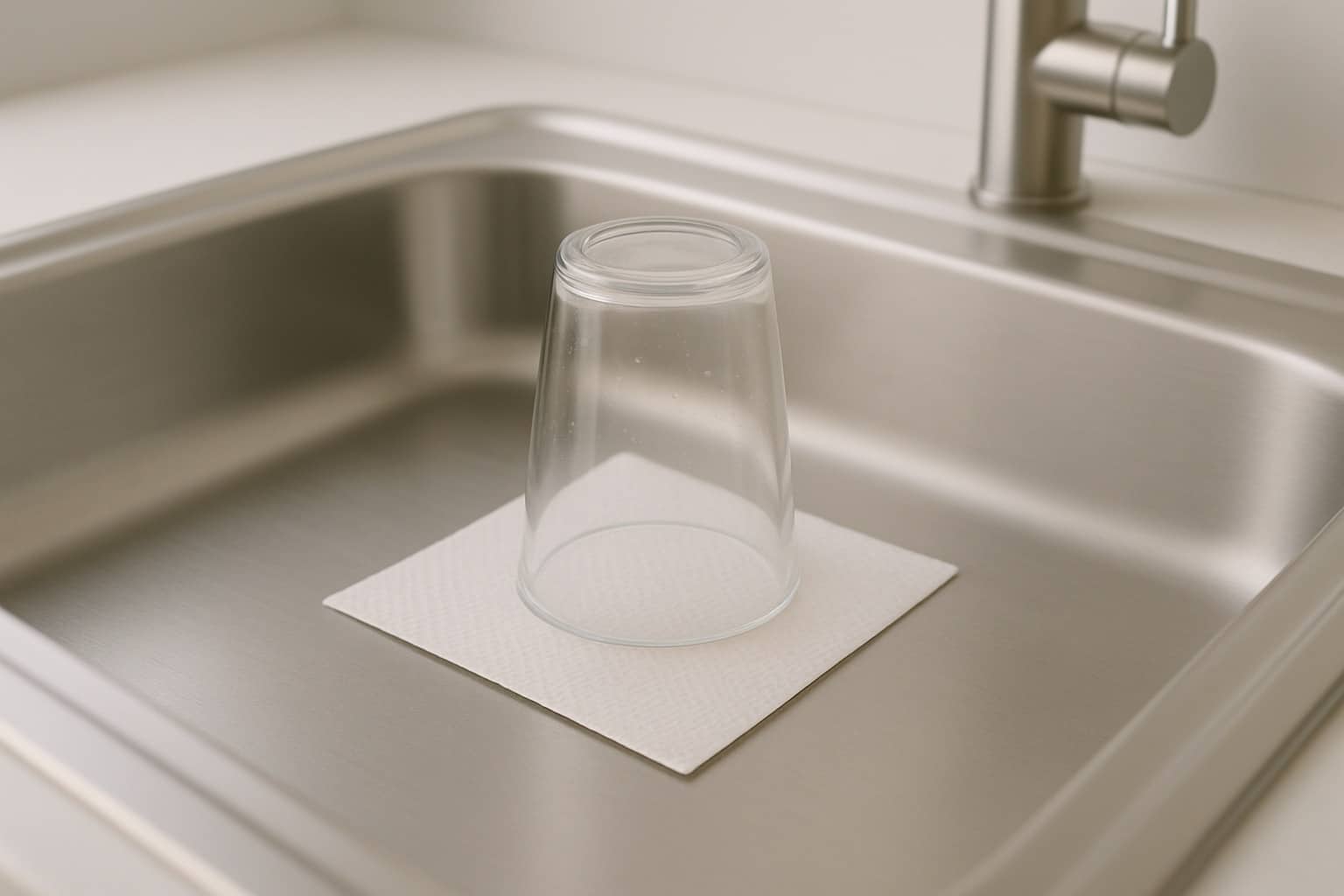 Méthode du papier et verre pour protéger l'évier