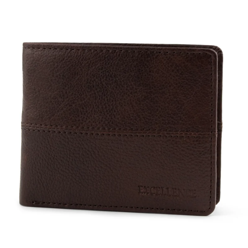 Portefeuille en cuir marron ouvert