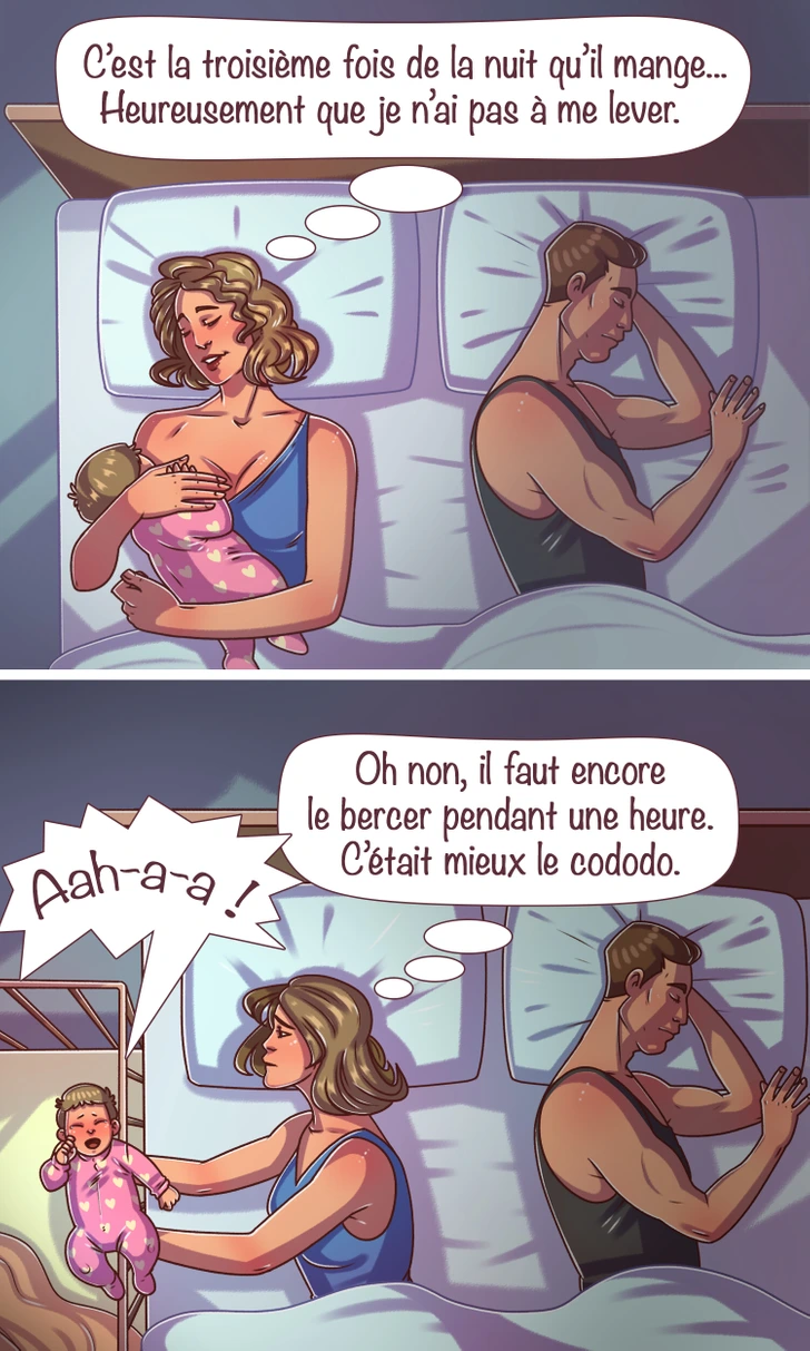Parents observant leur bébé dormir dans un berceau