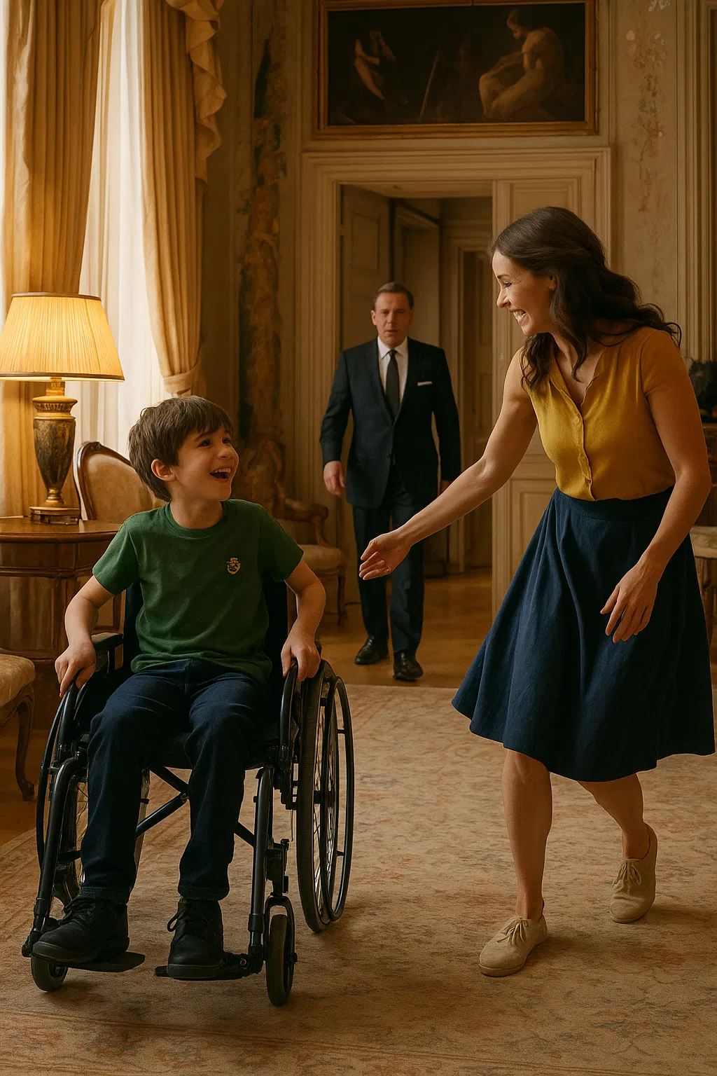 Photo ancienne de la mère et du fils en train de danser