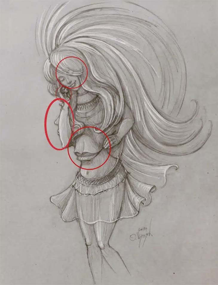 Indices visuels pour trouver les portraits cachés
