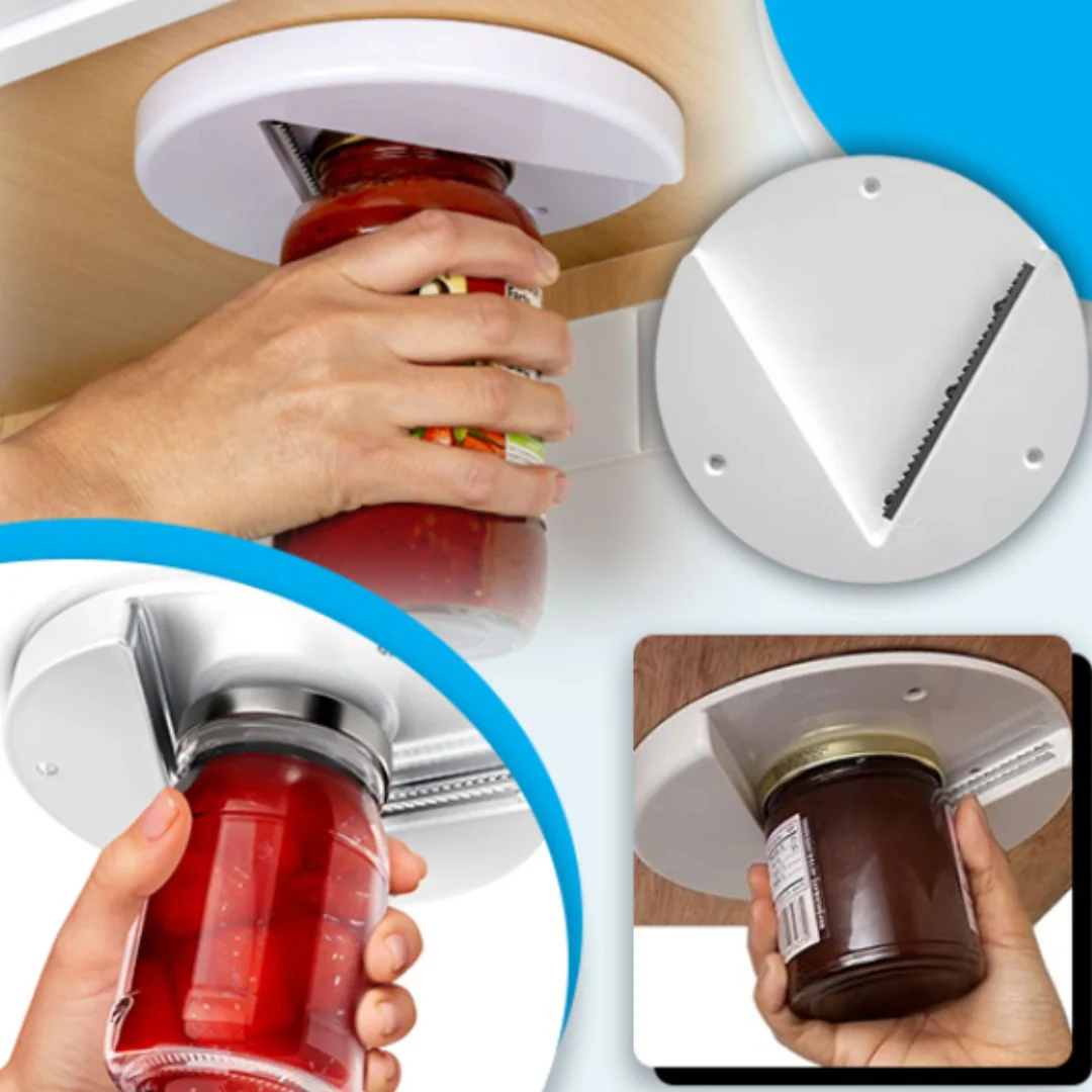 Ouvre-bocal vintage fixé sous un meuble