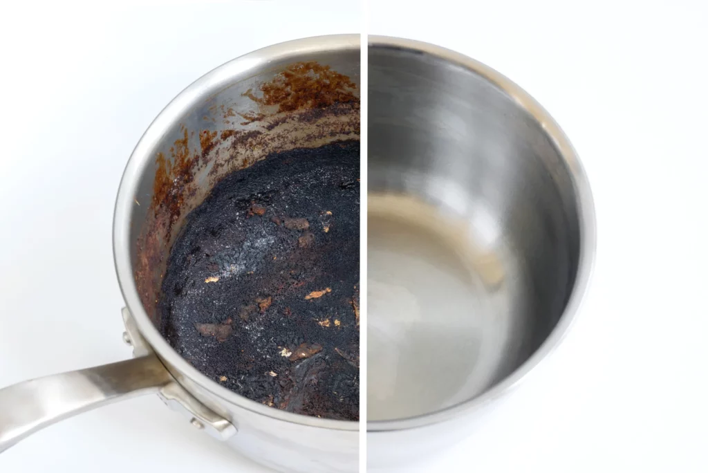 Poêle brûlée avant nettoyage