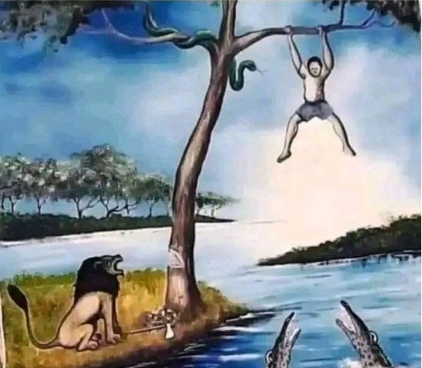 Homme face à des dangers multiples