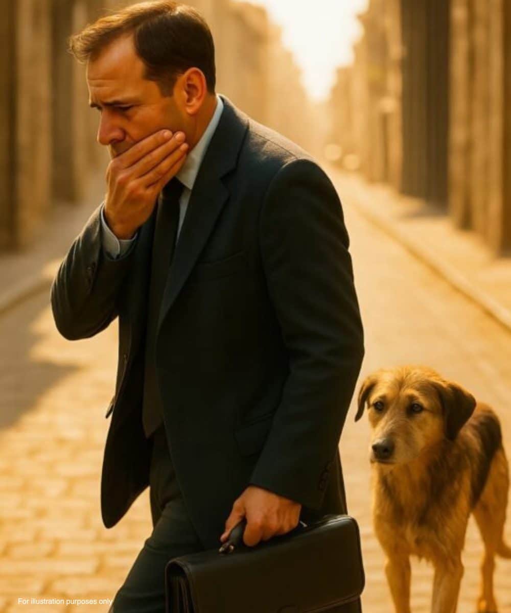 Chien errant fixant l’objectif avec intensité