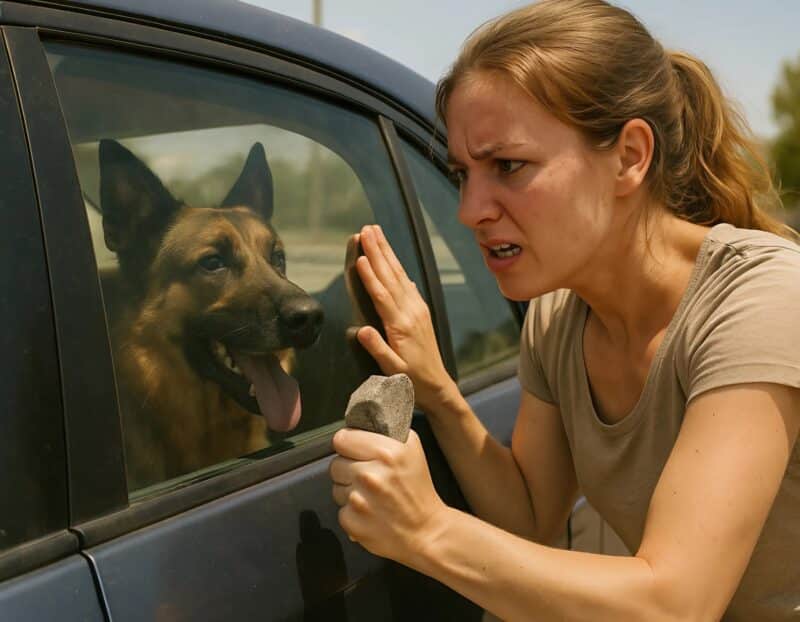 Sauvetage d'un chien dans une voiture