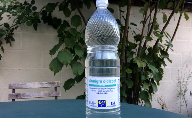 Bouteille de vinaigre blanc et spray