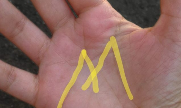 Illustration d'une main présentant un M formé par les lignes