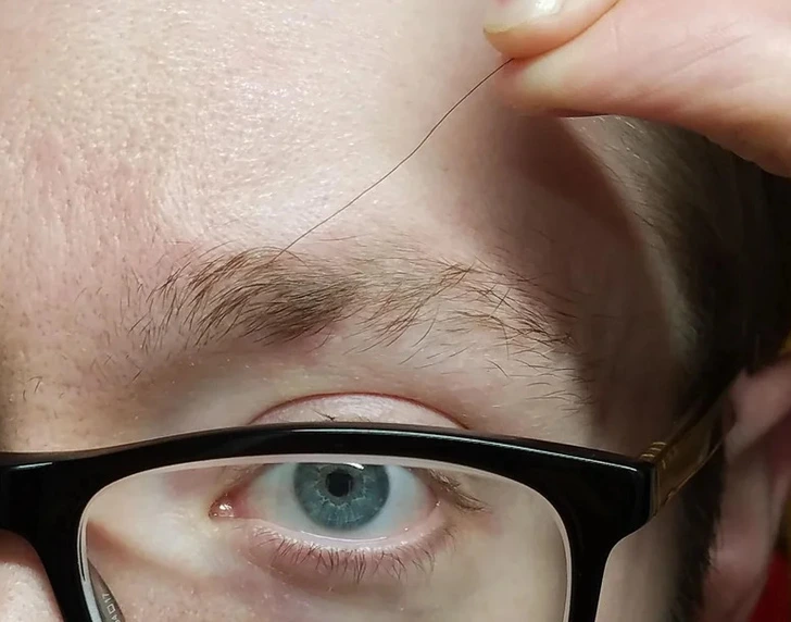 Poil de sourcil très long
