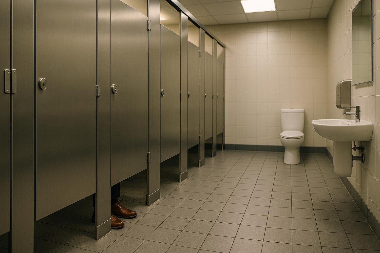 Portes de toilettes publiques avec espace au sol pour la sécurité