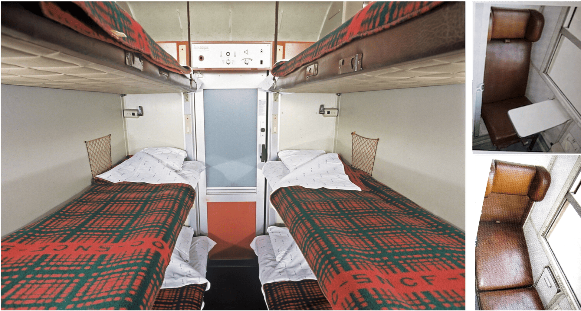 Intérieur de couchettes de train la nuit