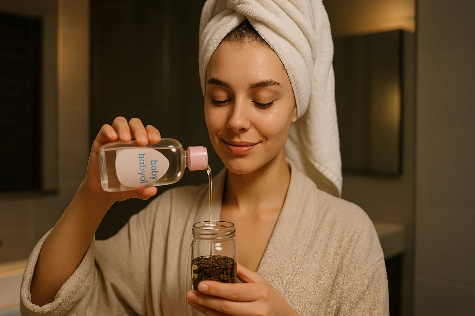 Flacon en verre contenant des clous de girofle dans de l'huile