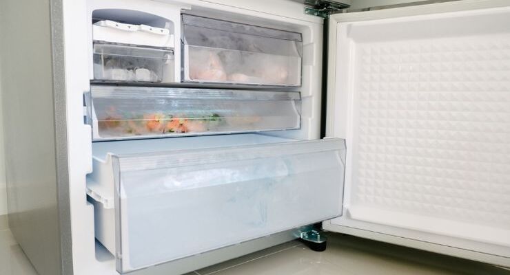 Intérieur d’un congélateur propre et bien rangé, sans givre