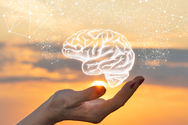 Représentation artistique d'un cerveau en activité, symbolisant la pensée