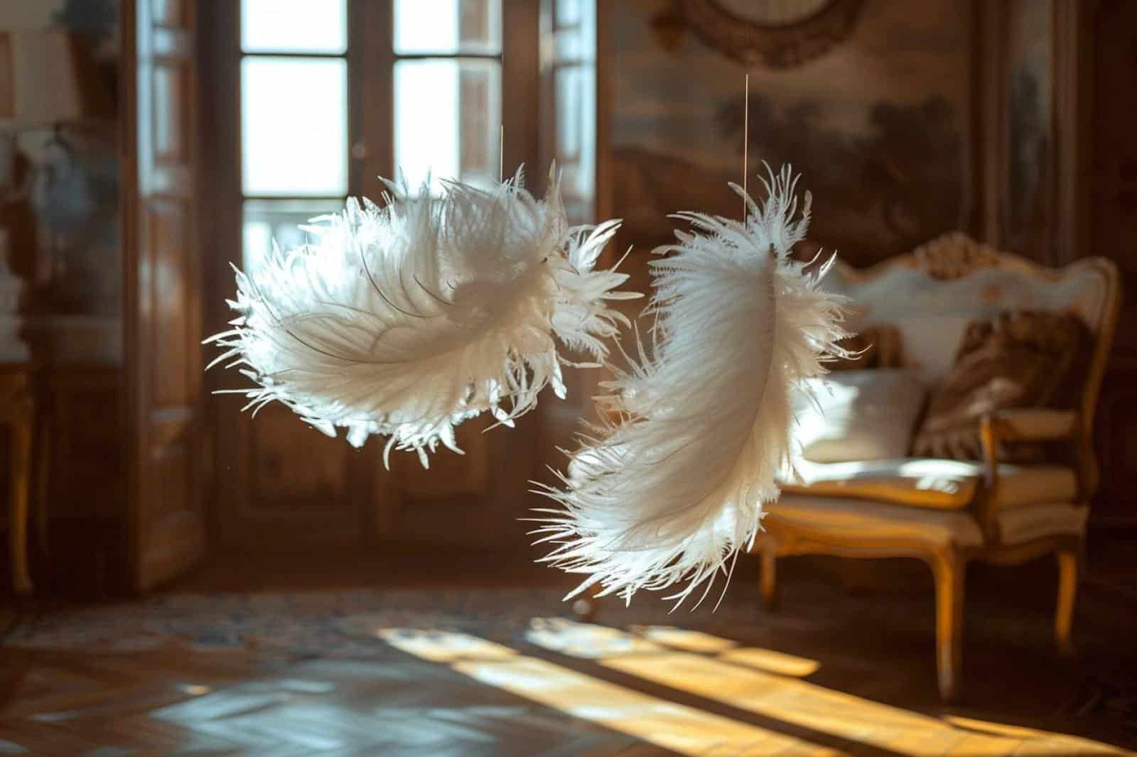 Une plume posée sur un coussin, symbole récurrent dans les récits