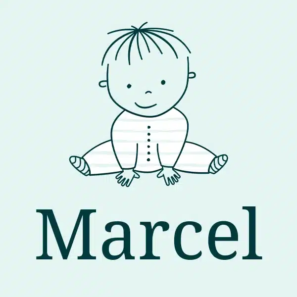 Écriture stylisée du prénom Marcel sur un fond neutre