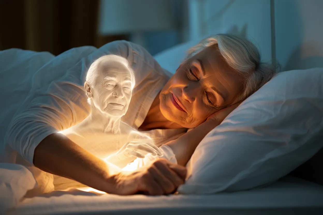 Illustration d'une silhouette évanescente, évoquant la présence d'un être cher en rêve